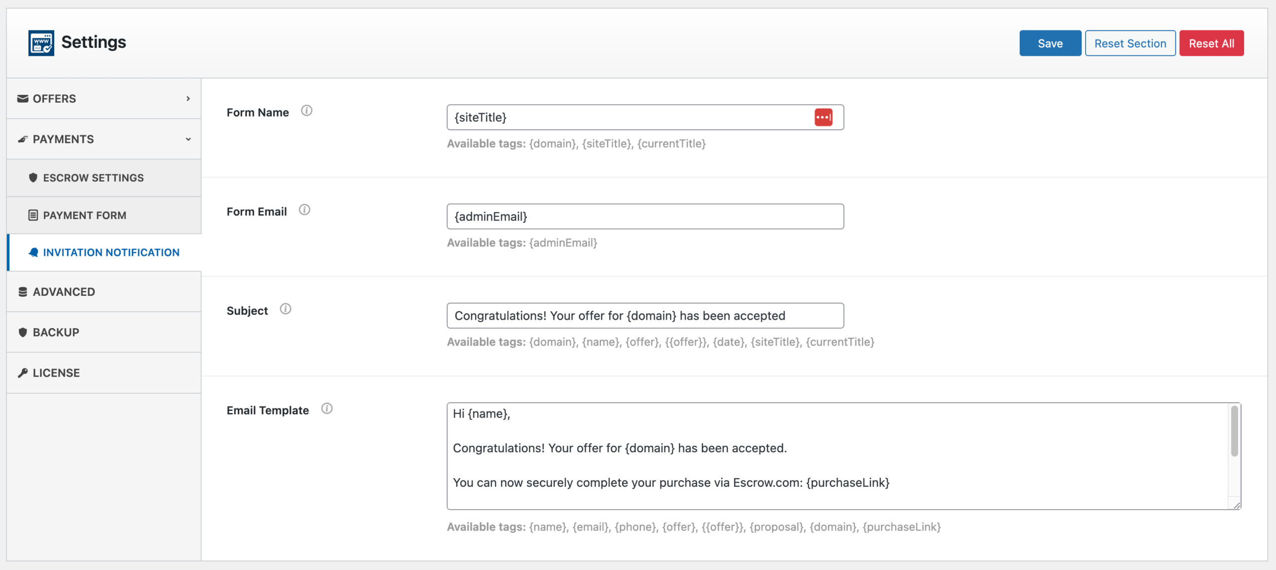 Domain For Sale Invitation Notification