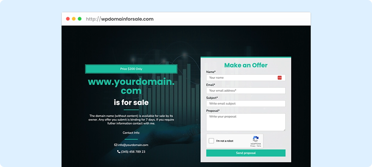 Domain For Sale – Domain Listing & Offer Management Plugin