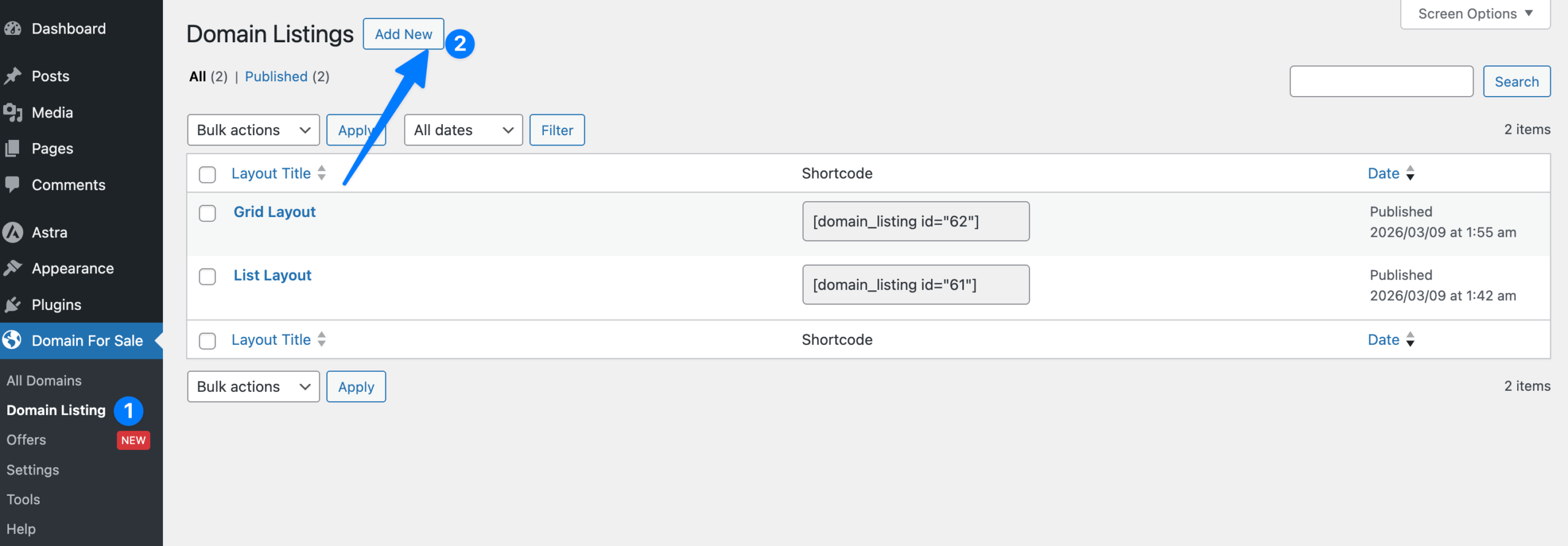Accessing Domain Listing
