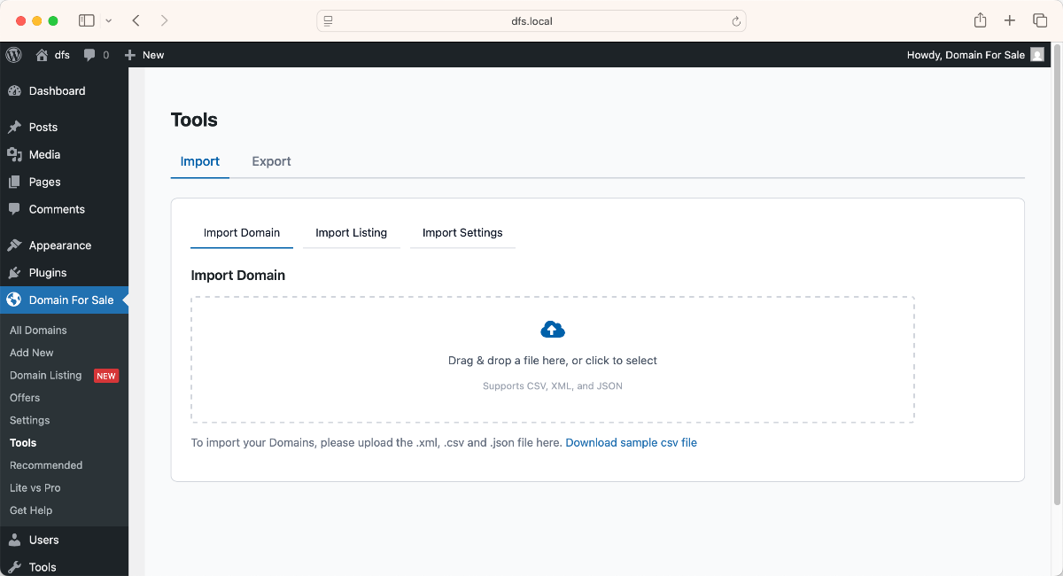 Import & Export Domains