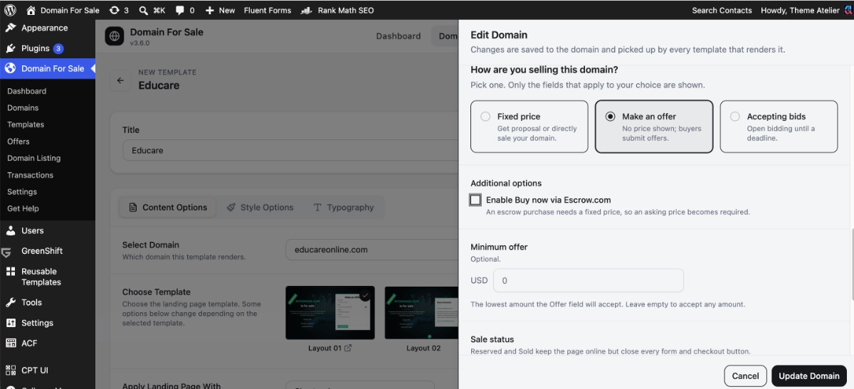 Change the Pricing Mode to Make an Offer