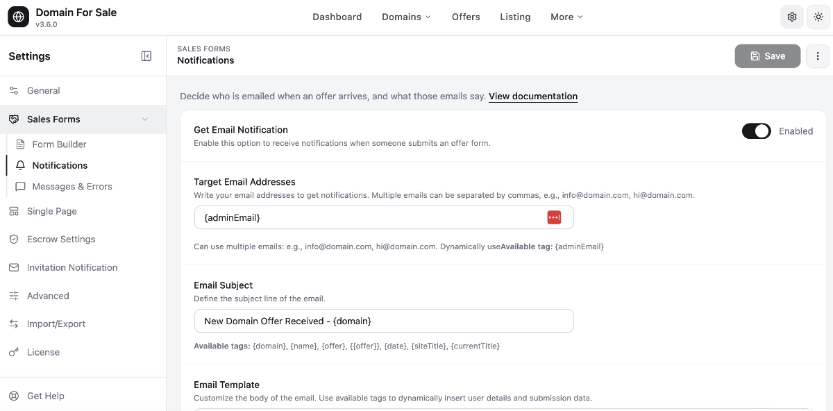 Configure Notifications and Confirmation Emails