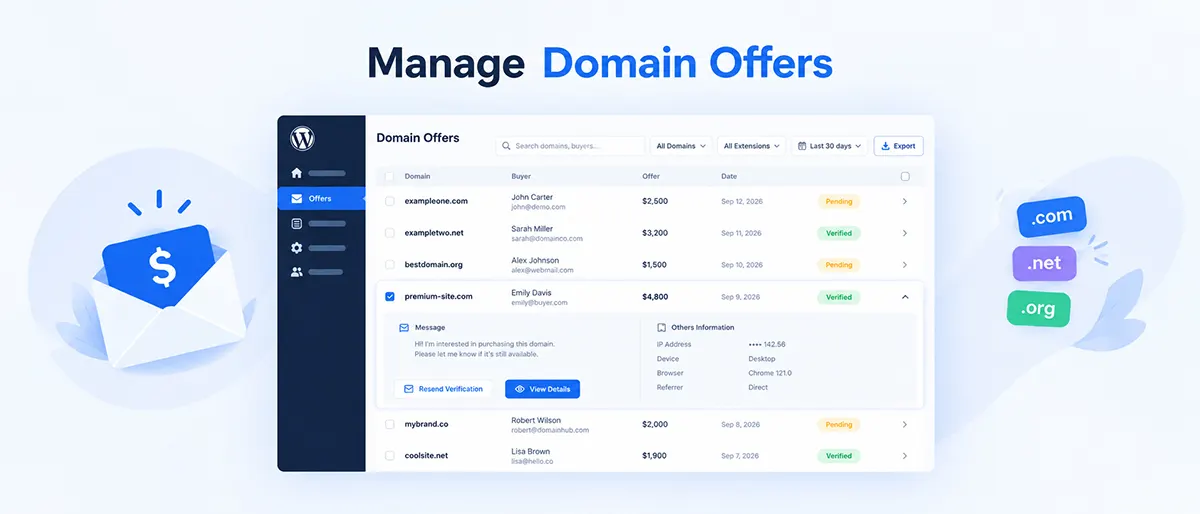 How to Manage and Track Domain Offers Inside WordPress